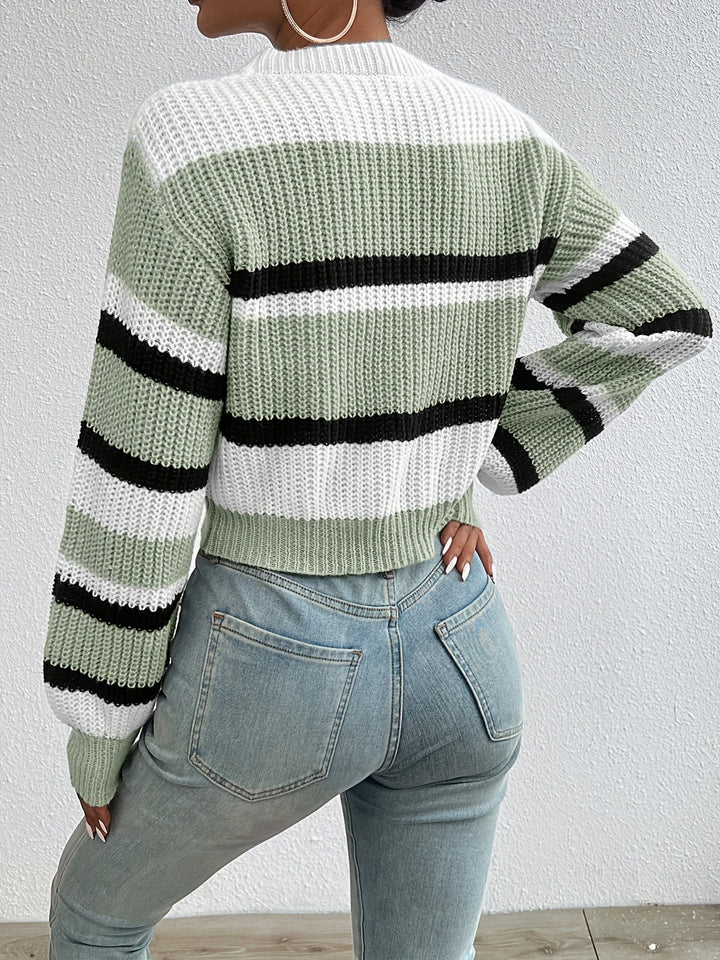 Luiza | Krotki Sweter w Paski