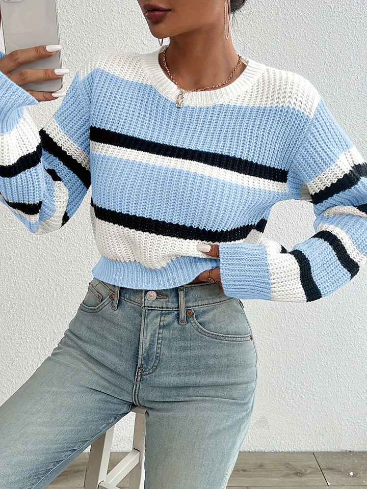 Luiza | Krotki Sweter w Paski