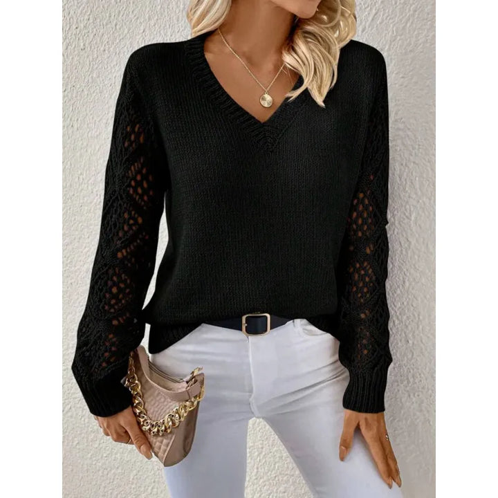 Estera | Elegancki Sweter z Dekoltem w Serek