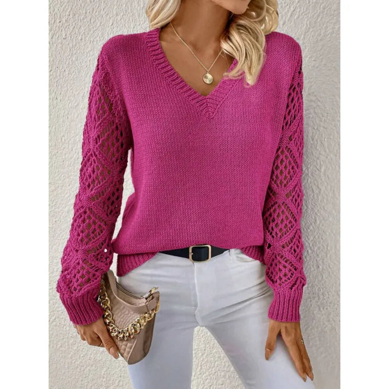 Estera | Elegancki Sweter z Dekoltem w Serek