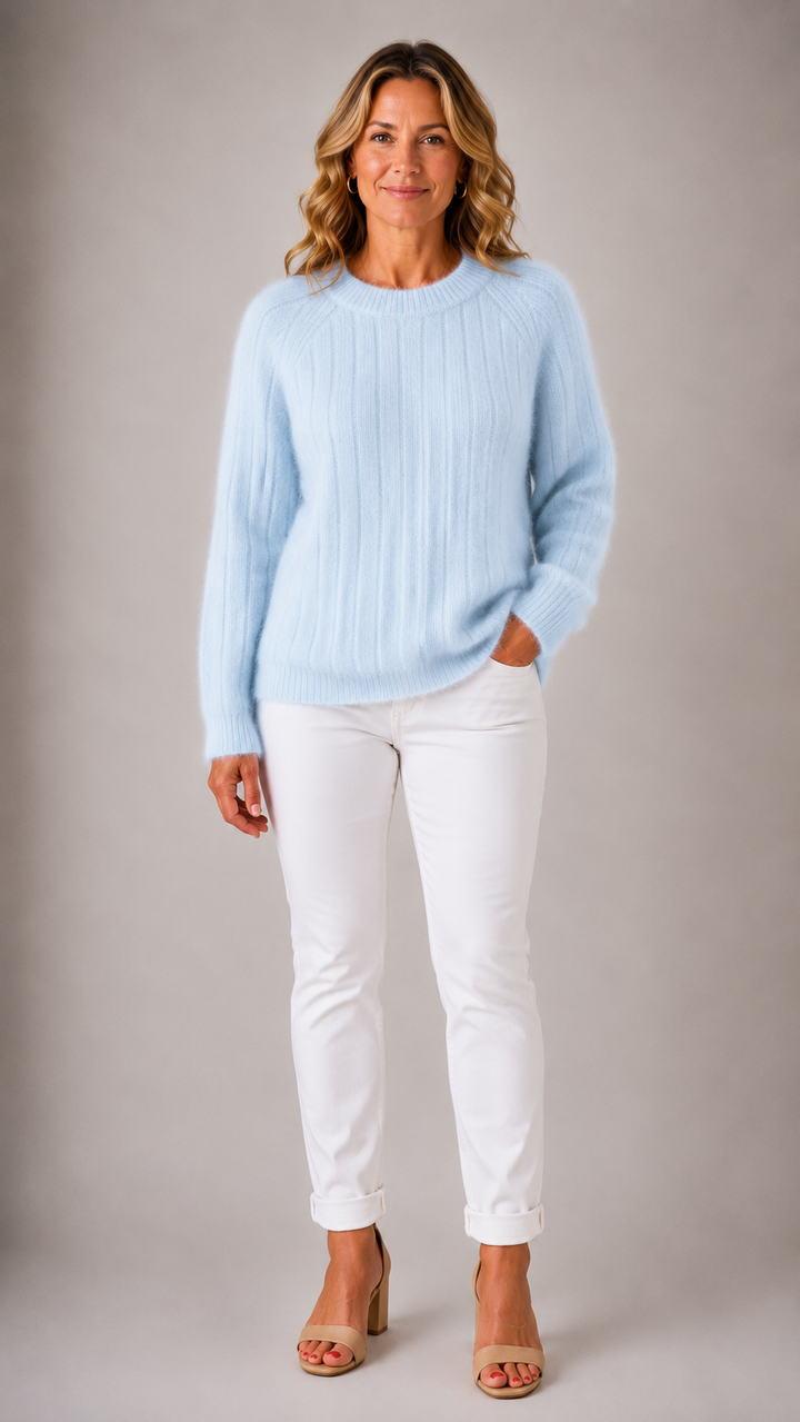 Milana | Puchaty Sweter w Jednolitym Kolorze