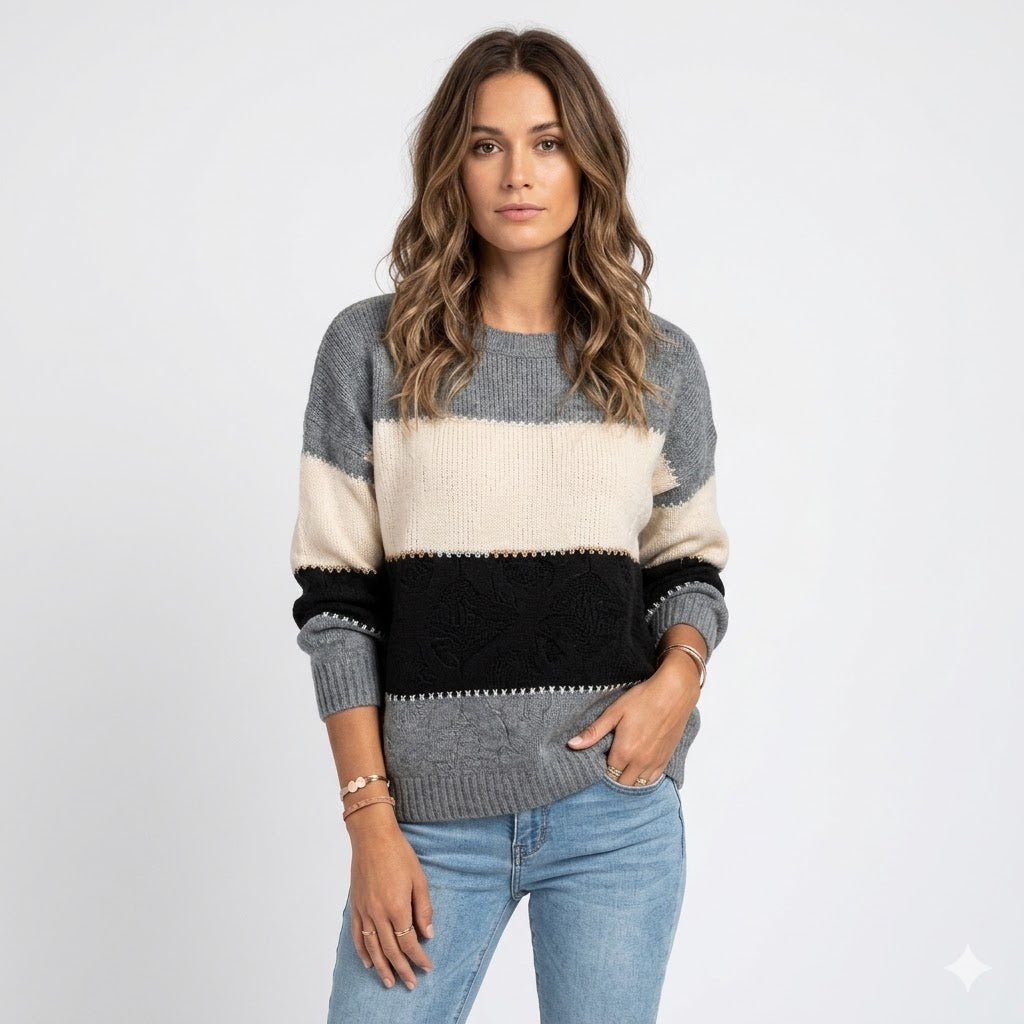 Eliza | Sweter Blokowy w Kolorach