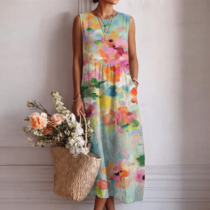 Marta™ | Elegancka Kolorowa Sukienka Midi