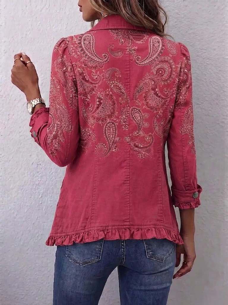 Ana | Żakiet z Falbankami i Vintage Wzorem Paisley