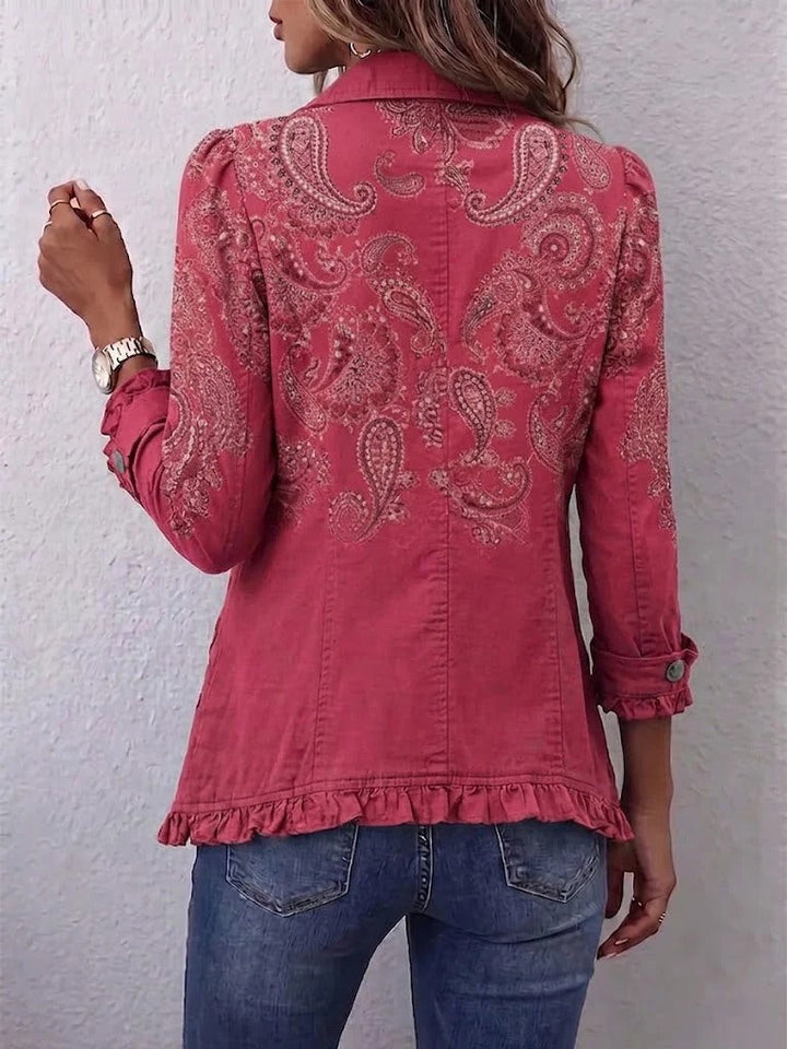 Ana | Żakiet z Falbankami i Vintage Wzorem Paisley