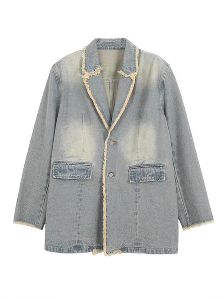 Diana | Oversizowy Blazer w Stylu Vintage z Surowymi Krawędziami