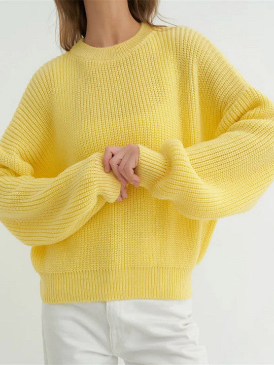 Klaudia | Teksturowany Sweter z Okraglym Dekoltem
