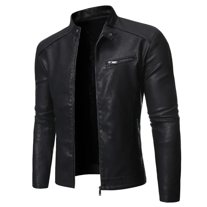 Elegancka skórzana kurtka slim-fit