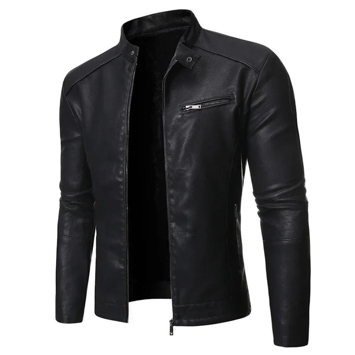 Elegancka skórzana kurtka slim-fit