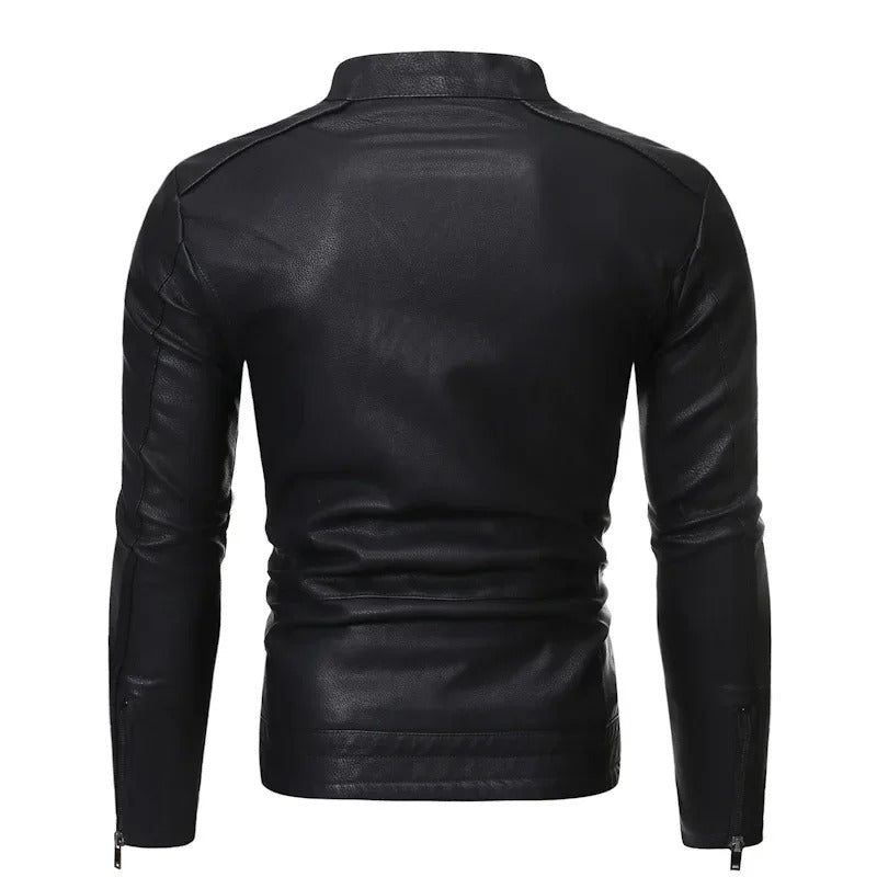 Elegancka skórzana kurtka slim-fit