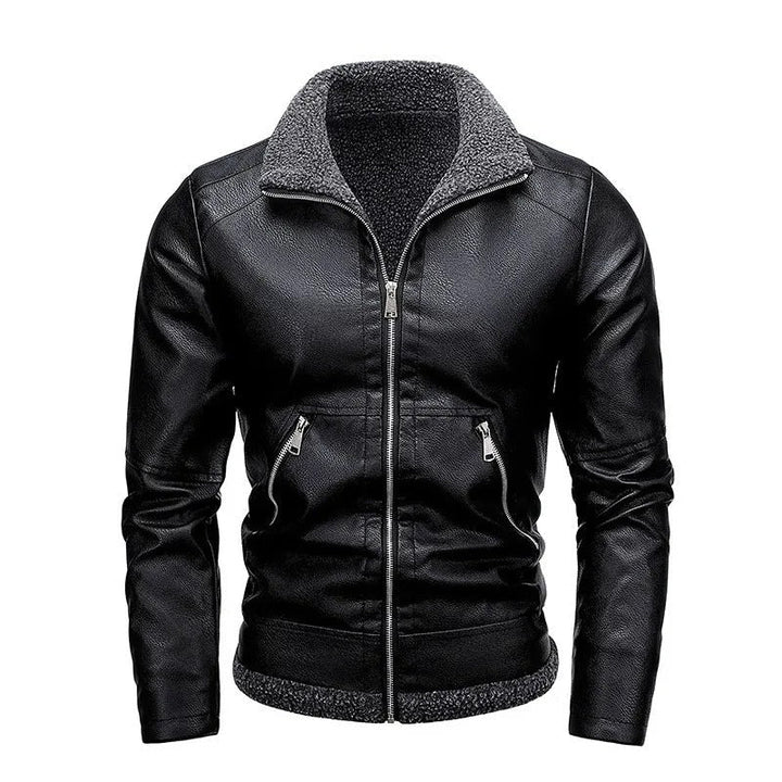Elegancka Kurtka Skórzana z Fleece