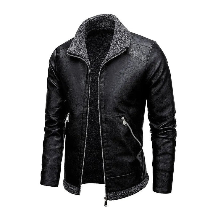 Elegancka Kurtka Skórzana z Fleece