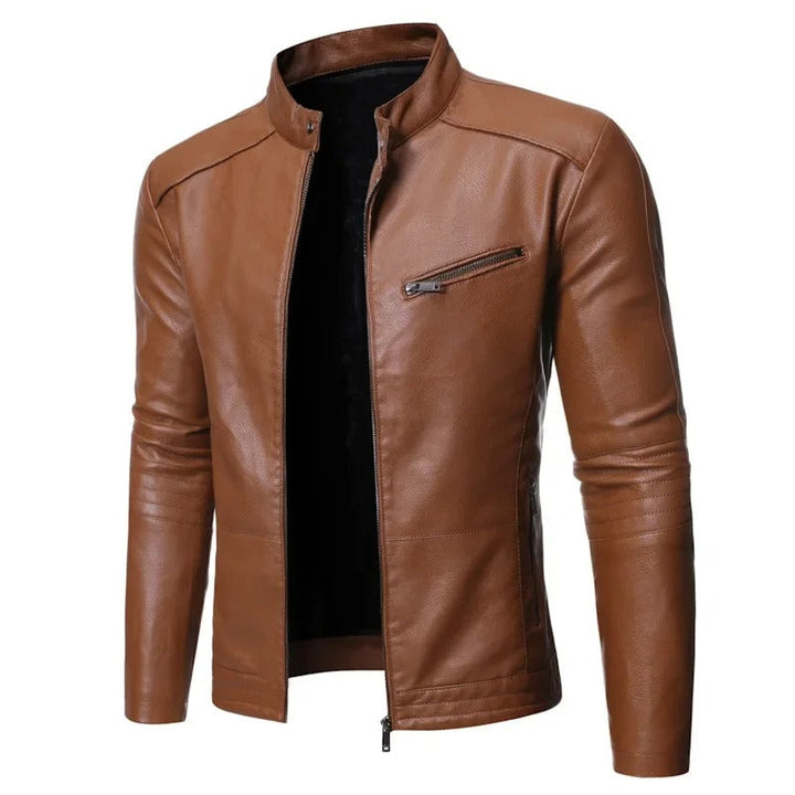 Elegancka skórzana kurtka slim-fit