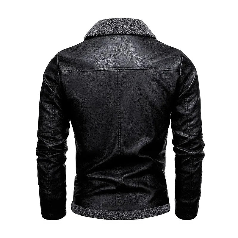 Elegancka Kurtka Skórzana z Fleece