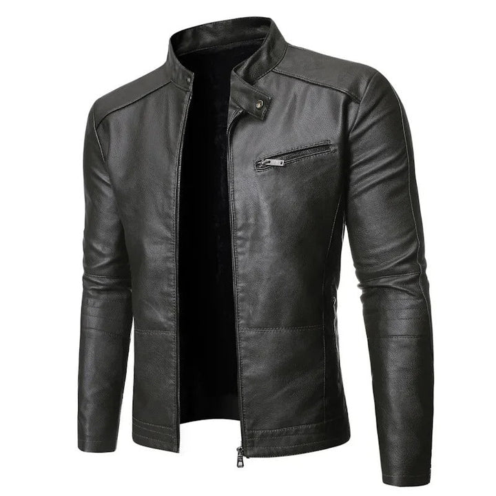 Elegancka skórzana kurtka slim-fit