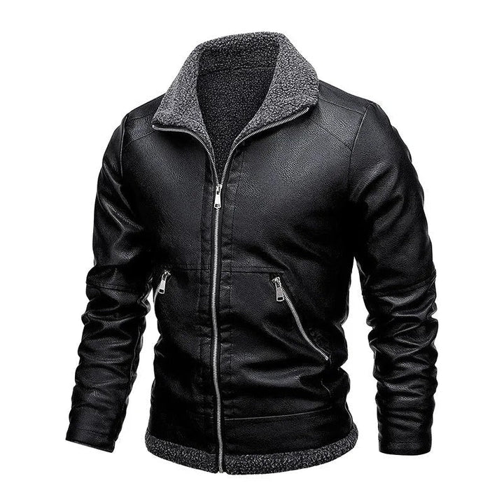 Elegancka Kurtka Skórzana z Fleece
