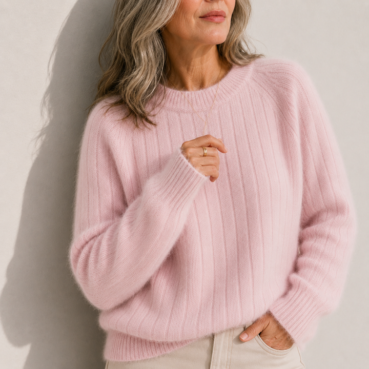 Milana | Puchaty Sweter w Jednolitym Kolorze