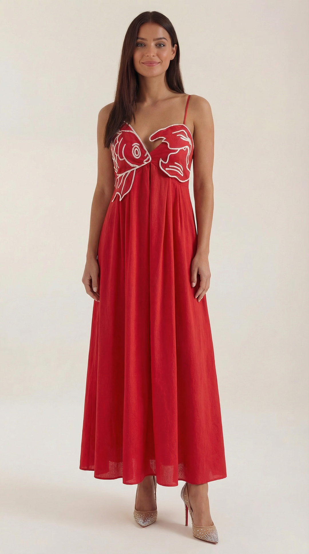 Sukienka maxi Deborah z motywem ryby