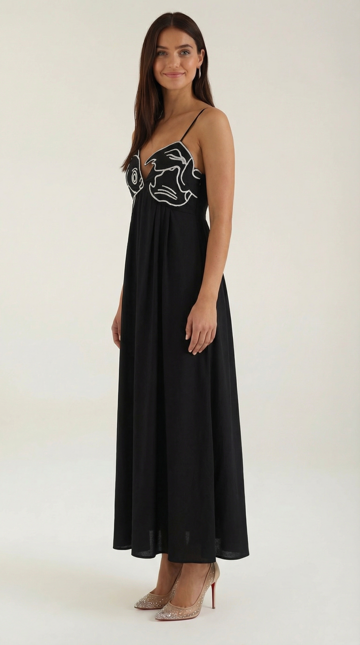 Sukienka maxi Deborah z motywem ryby