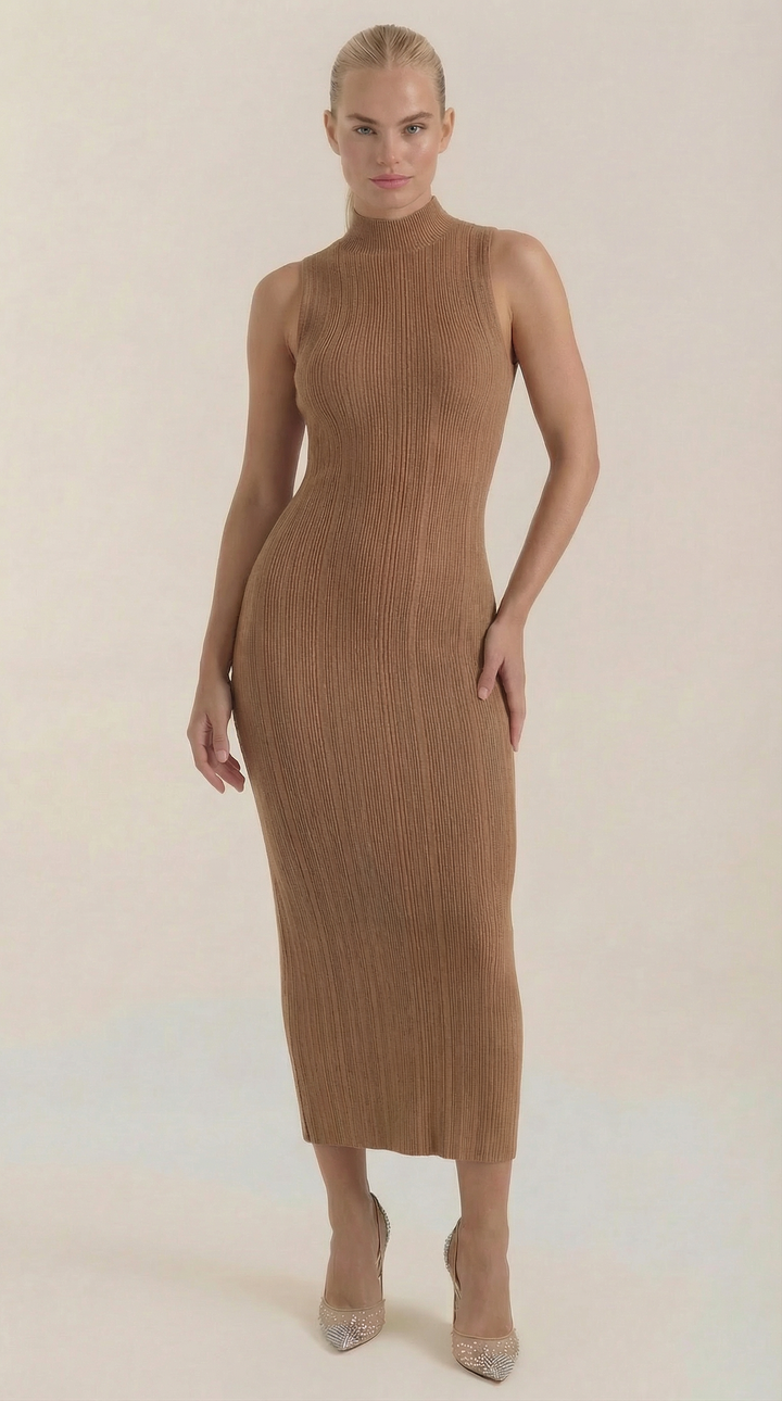 Sukienka maxi Sonia Bodycon z wysokim kołnierzem