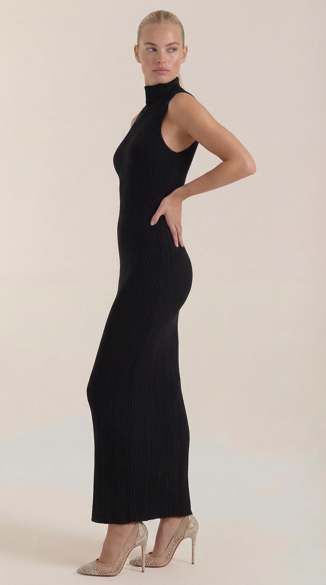 Sukienka maxi Sonia Bodycon z wysokim kołnierzem