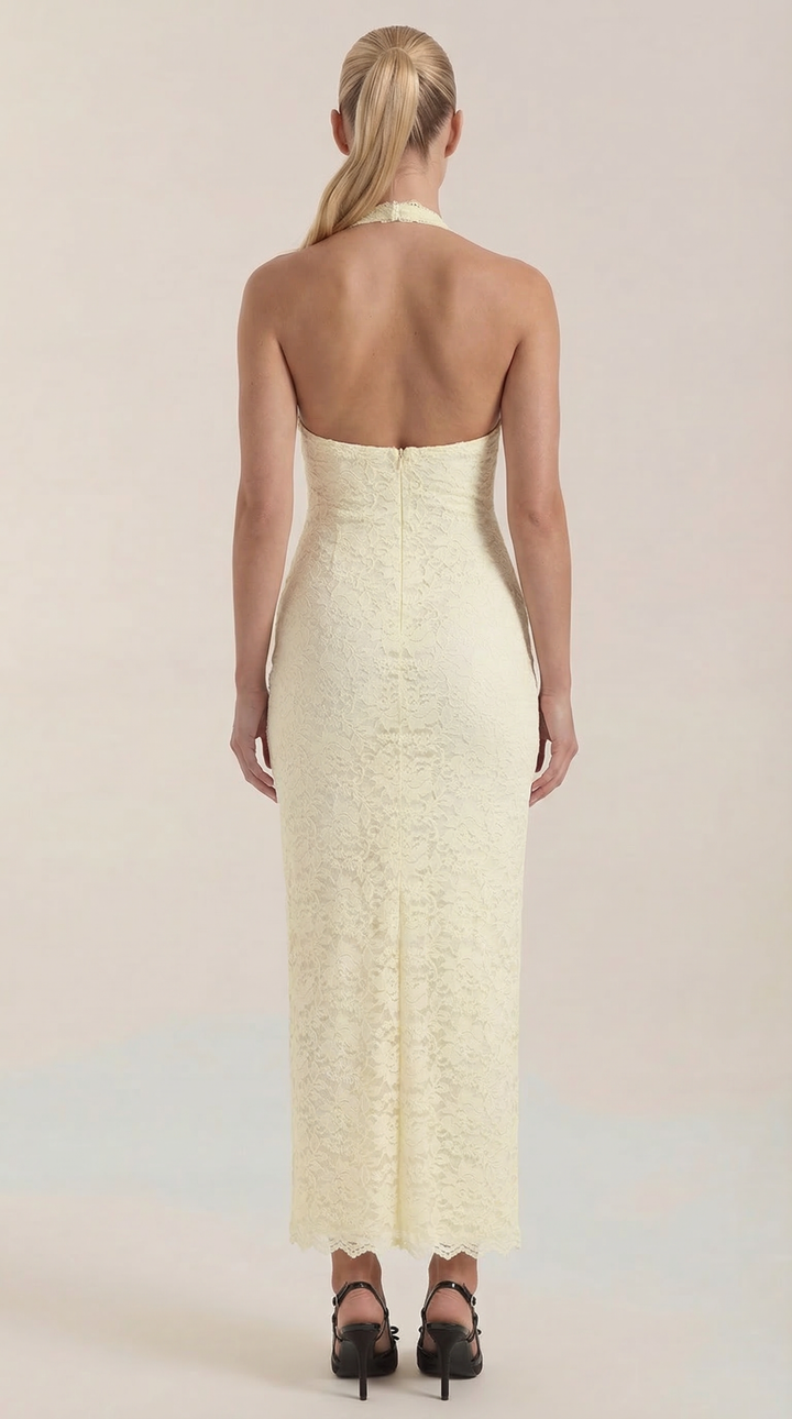 Roxanne Spitzen-Halter-Maxikleid
