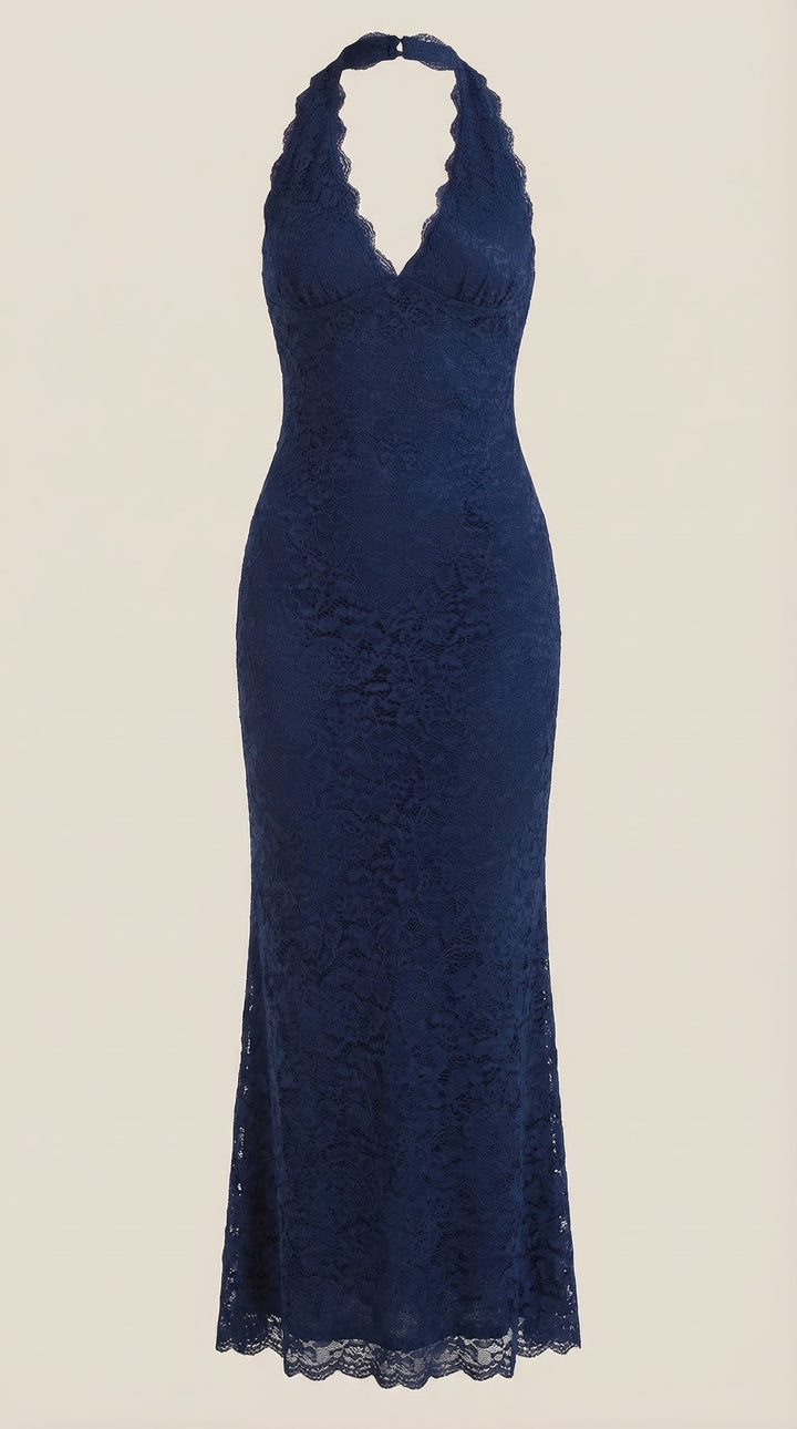 Roxanne Spitzen-Halter-Maxikleid