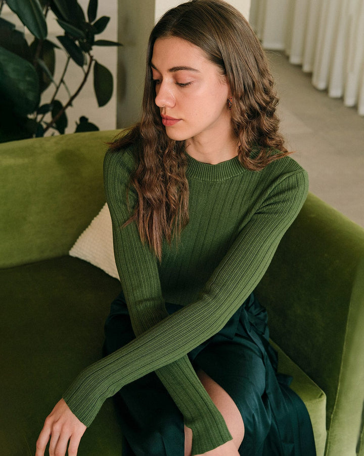 Paula | Sweter z Okraglym Dekoltem w Prazki